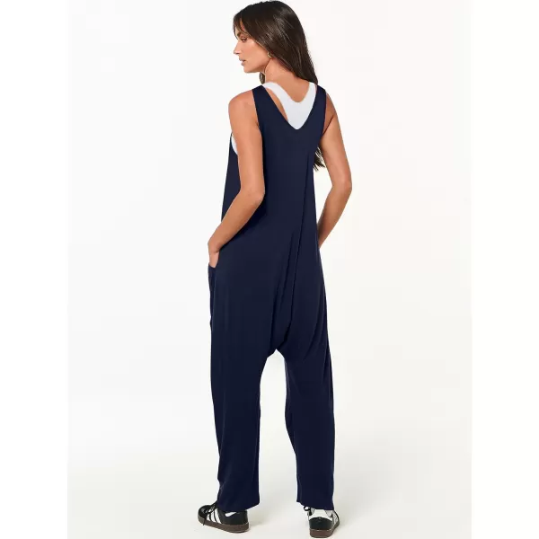 imageANRABESS Women Summer Sleeveless Casual Loose Baggy V Neck Jumpsuit Romper OutftsNavy Blue