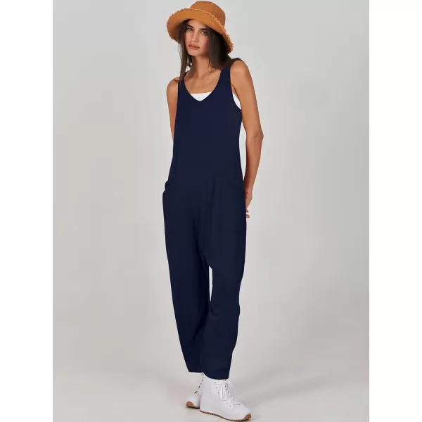 imageANRABESS Women Summer Sleeveless Casual Loose Baggy V Neck Jumpsuit Romper OutftsNavy Blue