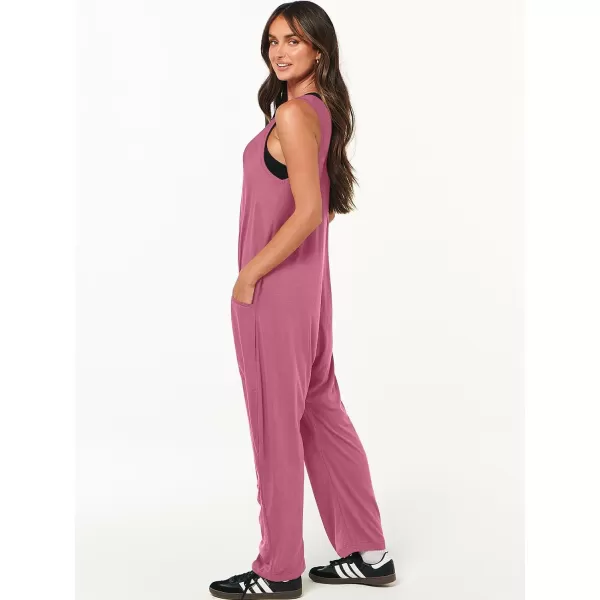 imageANRABESS Women Summer Sleeveless Casual Loose Baggy V Neck Jumpsuit Romper OutftsPink