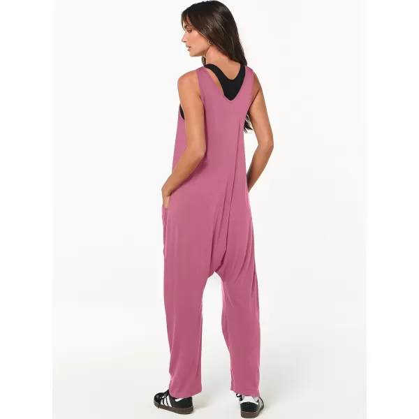 imageANRABESS Women Summer Sleeveless Casual Loose Baggy V Neck Jumpsuit Romper OutftsPink