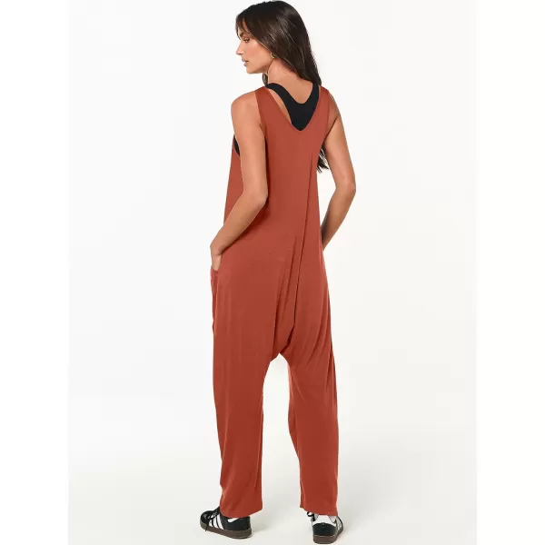 imageANRABESS Women Summer Sleeveless Casual Loose Baggy V Neck Jumpsuit Romper OutftsRed
