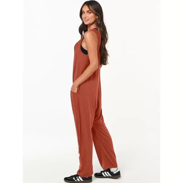imageANRABESS Women Summer Sleeveless Casual Loose Baggy V Neck Jumpsuit Romper OutftsRed