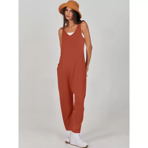 imageANRABESS Women Summer Sleeveless Casual Loose Baggy V Neck Jumpsuit Romper OutftsRed