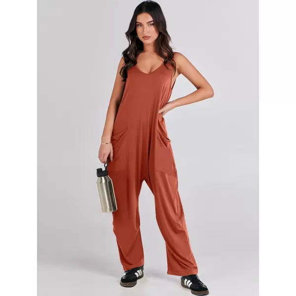 imageANRABESS Women Summer Sleeveless Casual Loose Baggy V Neck Jumpsuit Romper OutftsRed