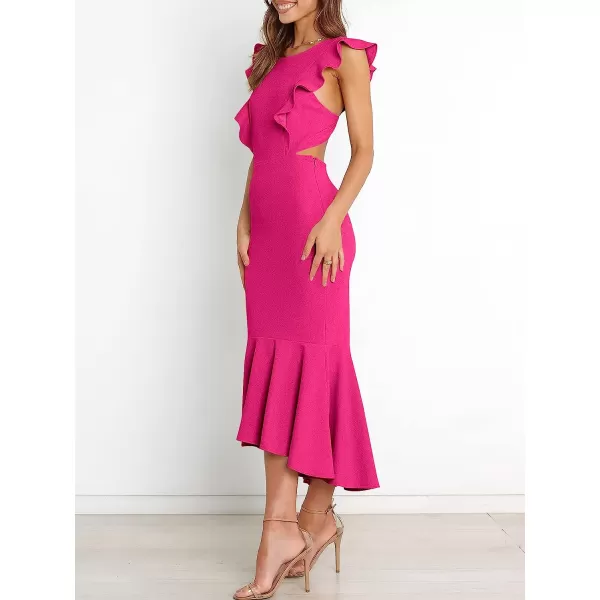 imageANRABESS Women Summer Sleeveless Formal Midi Dress Backless Bodycon Mermaid Wedding Guest Cocktail DressRose