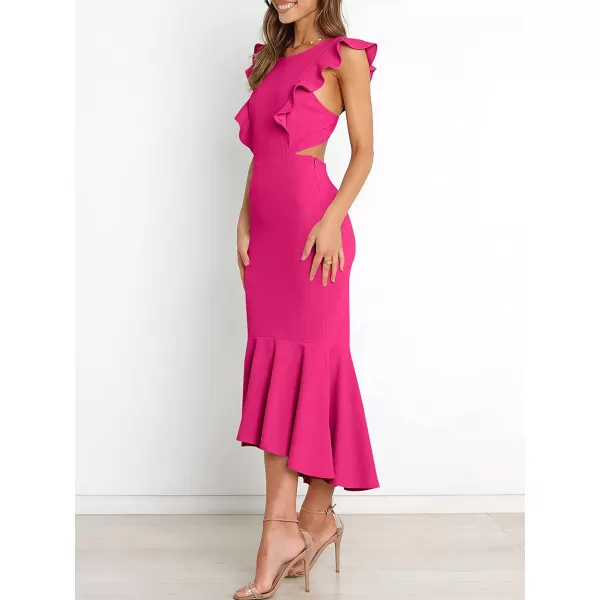 imageANRABESS Women Summer Sleeveless Formal Midi Dress Backless Bodycon Mermaid Wedding Guest Cocktail DressRose