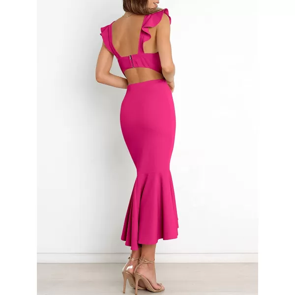 imageANRABESS Women Summer Sleeveless Formal Midi Dress Backless Bodycon Mermaid Wedding Guest Cocktail DressRose