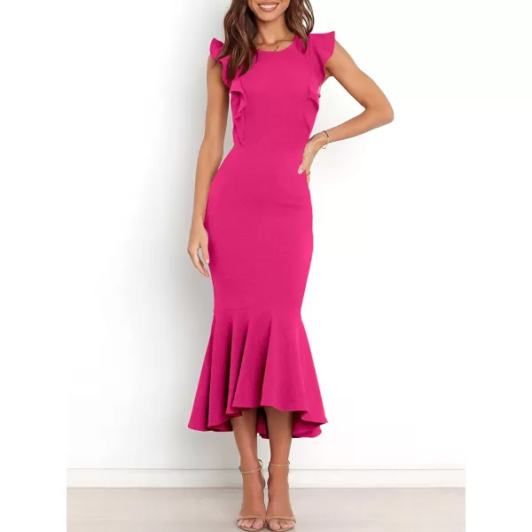 imageANRABESS Women Summer Sleeveless Formal Midi Dress Backless Bodycon Mermaid Wedding Guest Cocktail DressRose
