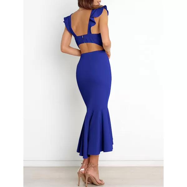 imageANRABESS Women Summer Sleeveless Formal Midi Dress Backless Bodycon Mermaid Wedding Guest Cocktail DressRoyal Blue