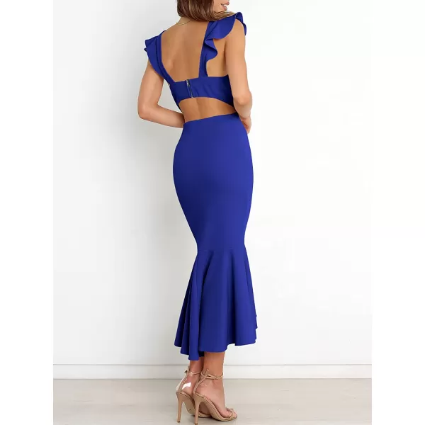 imageANRABESS Women Summer Sleeveless Formal Midi Dress Backless Bodycon Mermaid Wedding Guest Cocktail DressRoyal Blue