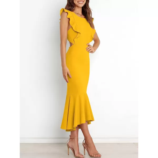 imageANRABESS Women Summer Sleeveless Formal Midi Dress Backless Bodycon Mermaid Wedding Guest Cocktail DressYellow