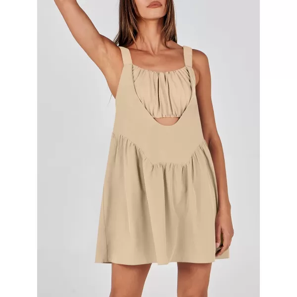 imageANRABESS Women Summer Sleeveless Mini Dress Builtin Bra and Shorts Casual Cutout Workout Athletic 2 Piece Tennis DressesApricot