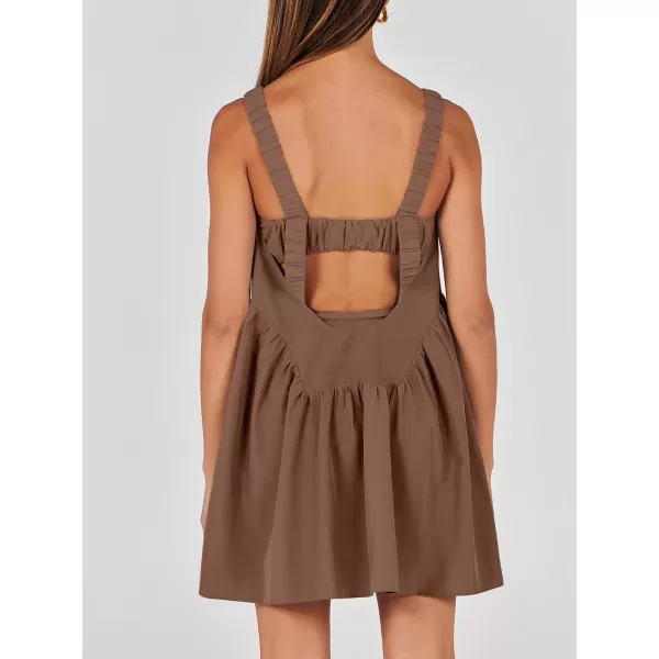 imageANRABESS Women Summer Sleeveless Mini Dress Builtin Bra and Shorts Casual Cutout Workout Athletic 2 Piece Tennis DressesBrown