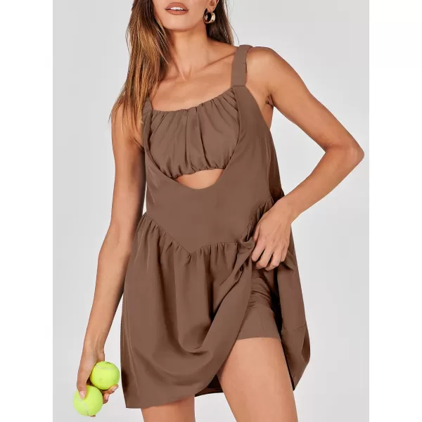 imageANRABESS Women Summer Sleeveless Mini Dress Builtin Bra and Shorts Casual Cutout Workout Athletic 2 Piece Tennis DressesBrown