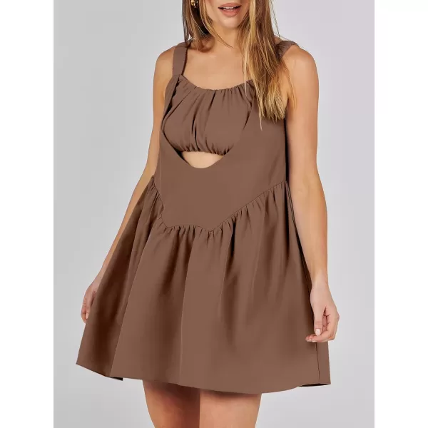 imageANRABESS Women Summer Sleeveless Mini Dress Builtin Bra and Shorts Casual Cutout Workout Athletic 2 Piece Tennis DressesBrown