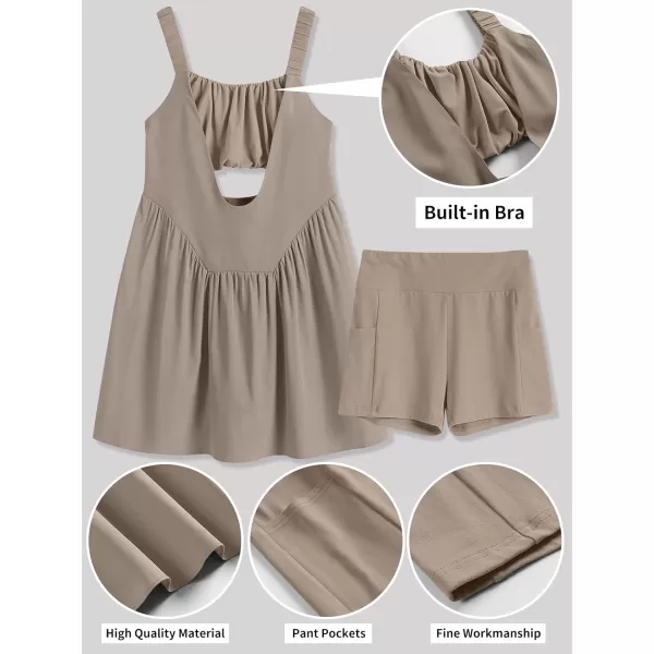 imageANRABESS Women Summer Sleeveless Mini Dress Builtin Bra and Shorts Casual Cutout Workout Athletic 2 Piece Tennis DressesDeep Khaki