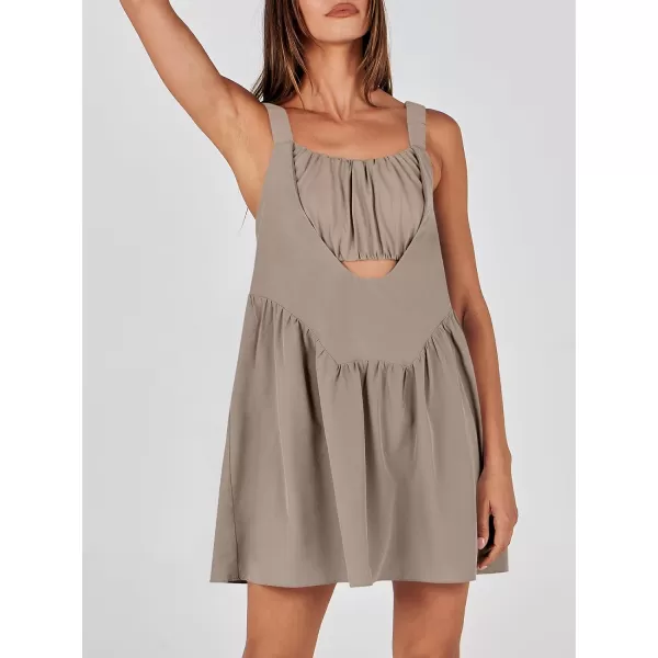 imageANRABESS Women Summer Sleeveless Mini Dress Builtin Bra and Shorts Casual Cutout Workout Athletic 2 Piece Tennis DressesDeep Khaki