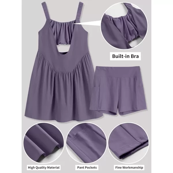 imageANRABESS Women Summer Sleeveless Mini Dress Builtin Bra and Shorts Casual Cutout Workout Athletic 2 Piece Tennis DressesGrey Purple