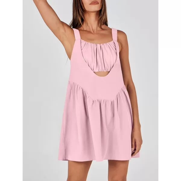 imageANRABESS Women Summer Sleeveless Mini Dress Builtin Bra and Shorts Casual Cutout Workout Athletic 2 Piece Tennis DressesPink