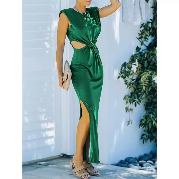 imageANRABESS Women Summer Sleeveless Padded Shoulder Sexy Cutout Waist Bodycon Formal Party Maxi Dress with Slit for Cruise BeachForest