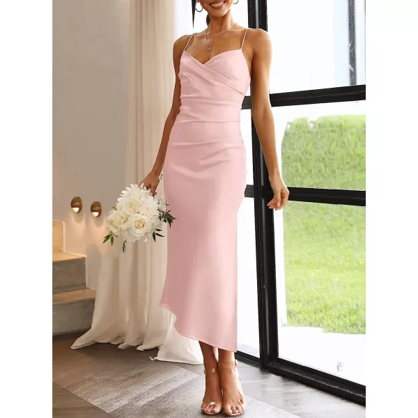 imageANRABESS Women Summer Spaghetti Strap Wrap V Neck Ruched Bodycon Satin Slit Cocktail Prom Formal DressesPink