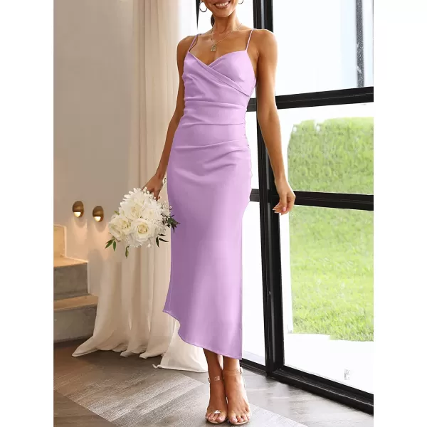 imageANRABESS Women Summer Spaghetti Strap Wrap V Neck Ruched Bodycon Satin Slit Cocktail Prom Formal DressesPurple