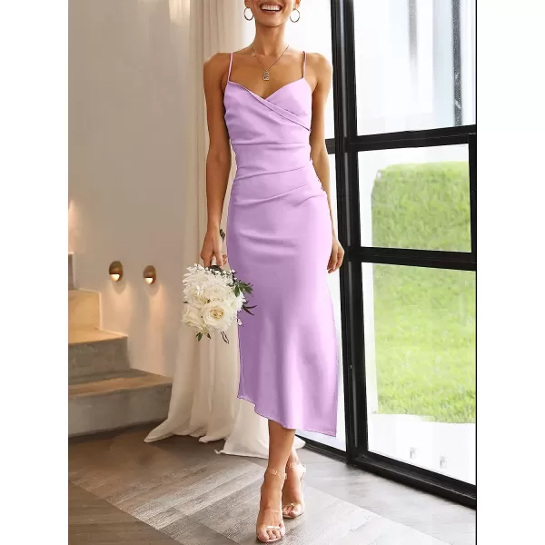 imageANRABESS Women Summer Spaghetti Strap Wrap V Neck Ruched Bodycon Satin Slit Cocktail Prom Formal DressesPurple