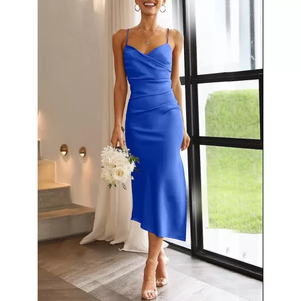 imageANRABESS Women Summer Spaghetti Strap Wrap V Neck Ruched Bodycon Satin Slit Cocktail Prom Formal DressesRoyal Blue