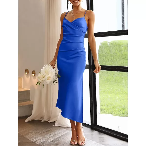 imageANRABESS Women Summer Spaghetti Strap Wrap V Neck Ruched Bodycon Satin Slit Cocktail Prom Formal DressesRoyal Blue