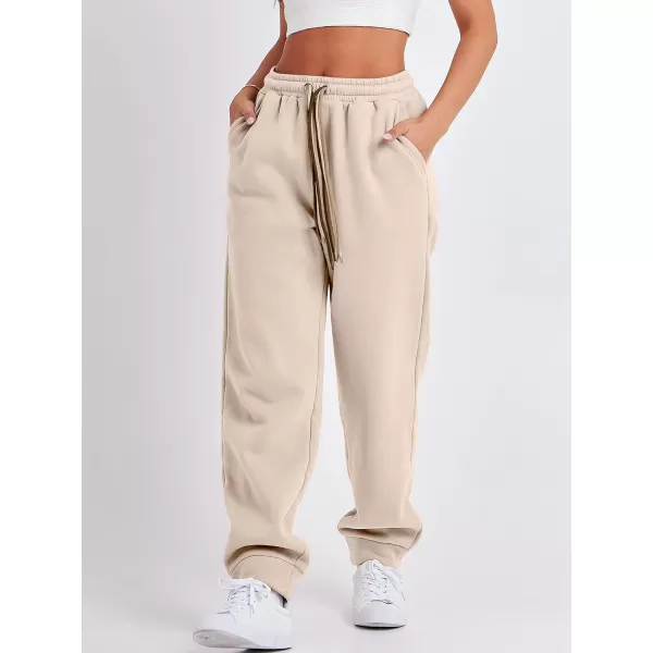 imageANRABESS Women Sweatpants Baggy High Waist Fleece Athletic Jogger Pant Trousers Y2K Teen GirlsBeige