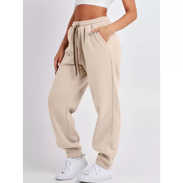 imageANRABESS Women Sweatpants Baggy High Waist Fleece Athletic Jogger Pant Trousers Y2K Teen GirlsBeige