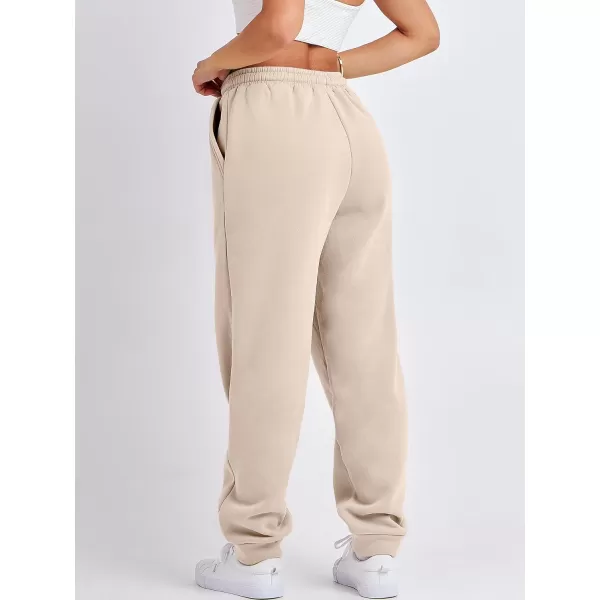 imageANRABESS Women Sweatpants Baggy High Waist Fleece Athletic Jogger Pant Trousers Y2K Teen GirlsBeige