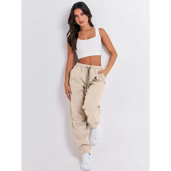 imageANRABESS Women Sweatpants Baggy High Waist Fleece Athletic Jogger Pant Trousers Y2K Teen GirlsBeige