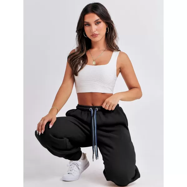 imageANRABESS Women Sweatpants Baggy High Waist Fleece Athletic Jogger Pant Trousers Y2K Teen GirlsBlack