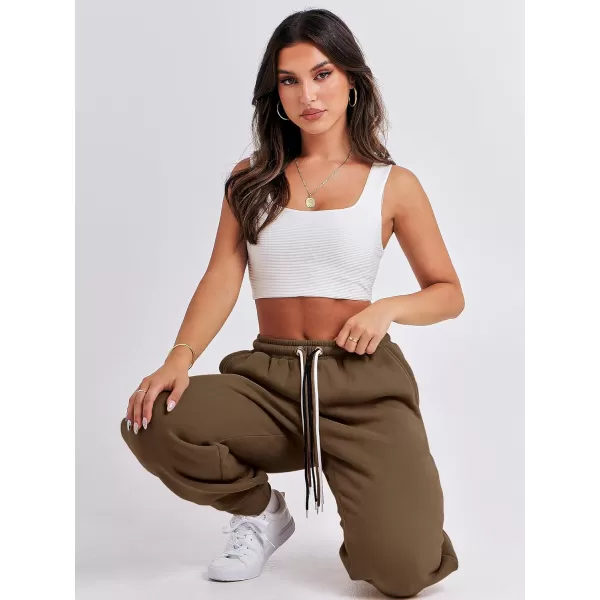 imageANRABESS Women Sweatpants Baggy High Waist Fleece Athletic Jogger Pant Trousers Y2K Teen GirlsCoffee