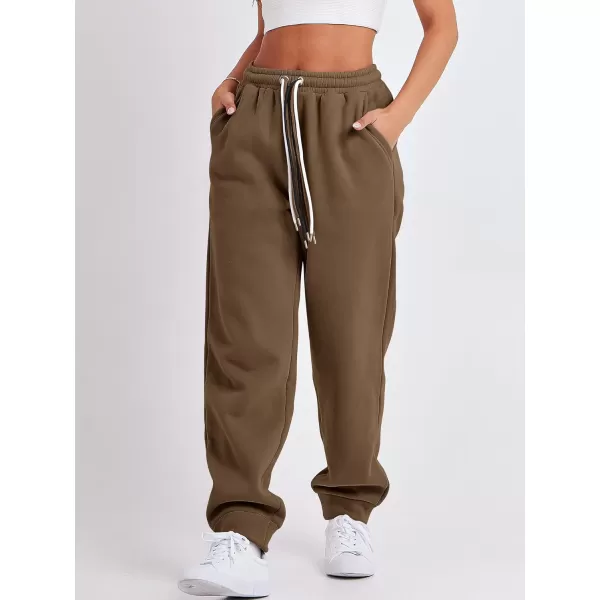 imageANRABESS Women Sweatpants Baggy High Waist Fleece Athletic Jogger Pant Trousers Y2K Teen GirlsCoffee