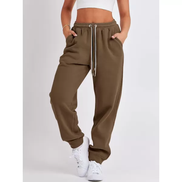 imageANRABESS Women Sweatpants Baggy High Waist Fleece Athletic Jogger Pant Trousers Y2K Teen GirlsCoffee