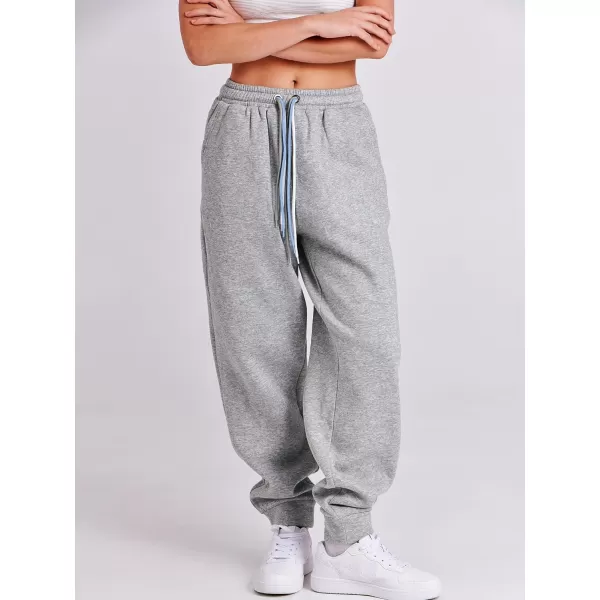 imageANRABESS Women Sweatpants Baggy High Waist Fleece Athletic Jogger Pant Trousers Y2K Teen GirlsGray