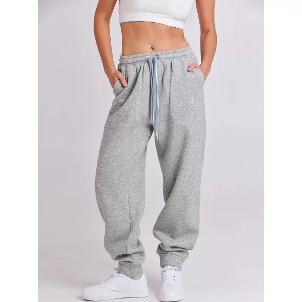 imageANRABESS Women Sweatpants Baggy High Waist Fleece Athletic Jogger Pant Trousers Y2K Teen GirlsGray