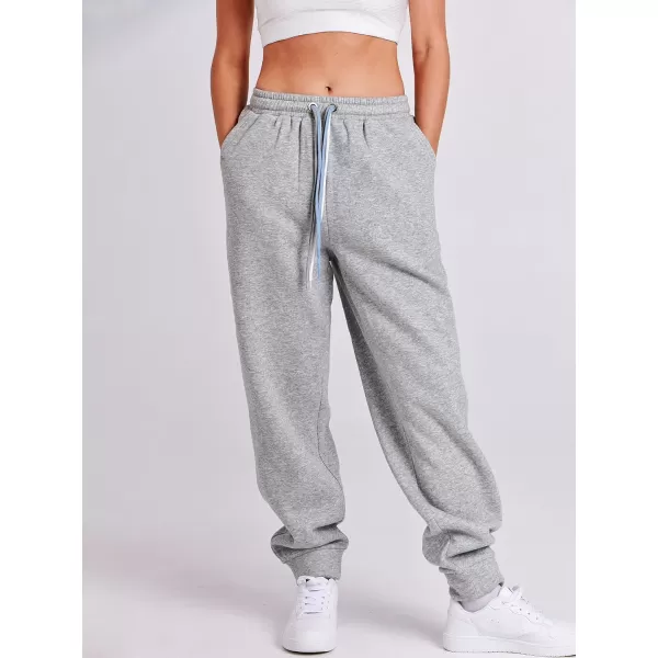 imageANRABESS Women Sweatpants Baggy High Waist Fleece Athletic Jogger Pant Trousers Y2K Teen GirlsGray