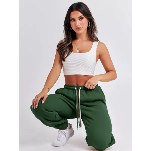 imageANRABESS Women Sweatpants Baggy High Waist Fleece Athletic Jogger Pant Trousers Y2K Teen GirlsGreen