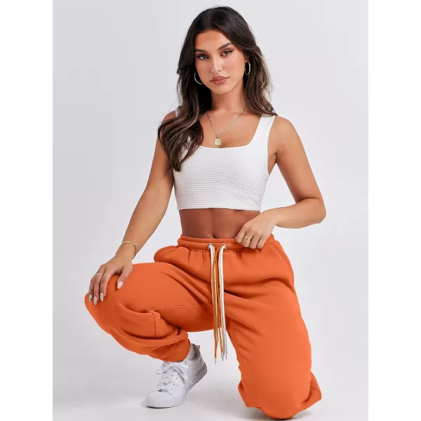 imageANRABESS Women Sweatpants Baggy High Waist Fleece Athletic Jogger Pant Trousers Y2K Teen GirlsOrange