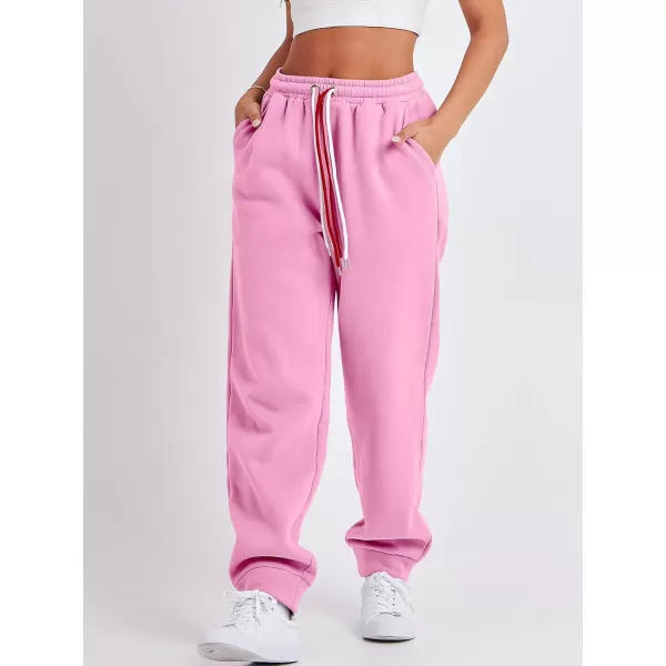 imageANRABESS Women Sweatpants Baggy High Waist Fleece Athletic Jogger Pant Trousers Y2K Teen GirlsPink