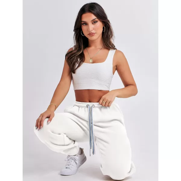 imageANRABESS Women Sweatpants Baggy High Waist Fleece Athletic Jogger Pant Trousers Y2K Teen GirlsWhite