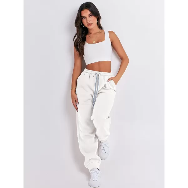 imageANRABESS Women Sweatpants Baggy High Waist Fleece Athletic Jogger Pant Trousers Y2K Teen GirlsWhite