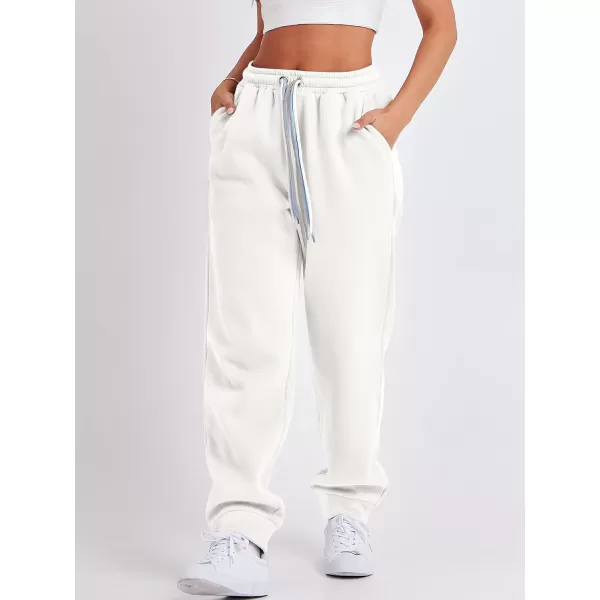 imageANRABESS Women Sweatpants Baggy High Waist Fleece Athletic Jogger Pant Trousers Y2K Teen GirlsWhite