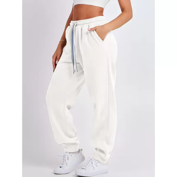 imageANRABESS Women Sweatpants Baggy High Waist Fleece Athletic Jogger Pant Trousers Y2K Teen GirlsWhite
