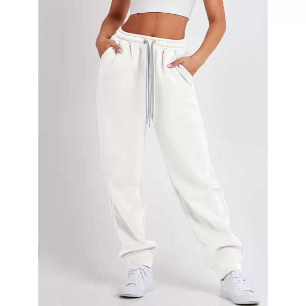 imageANRABESS Women Sweatpants Baggy High Waist Fleece Athletic Jogger Pant Trousers Y2K Teen GirlsWhite