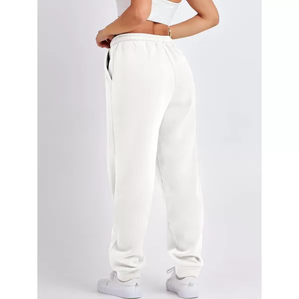 imageANRABESS Women Sweatpants Baggy High Waist Fleece Athletic Jogger Pant Trousers Y2K Teen GirlsWhite
