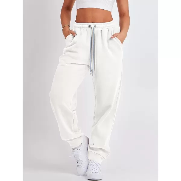 imageANRABESS Women Sweatpants Baggy High Waist Fleece Athletic Jogger Pant Trousers Y2K Teen GirlsWhite
